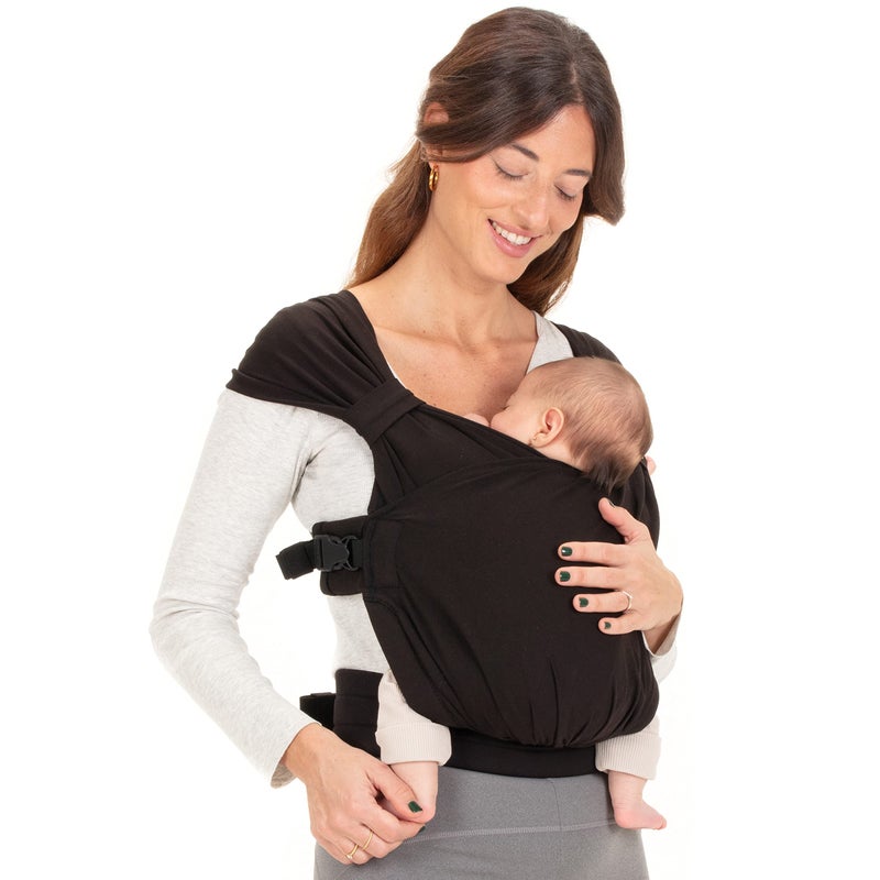 Boba Bliss Pre-Wrapped Baby Carrier with Buckle - Newborn to 7-35 lbs Light, Breathable & Easy to Adjust Hybrid Infant Sling & Toddler Carrier - Certified Hip-Healthy for 0-18 Months - Black - Image 1